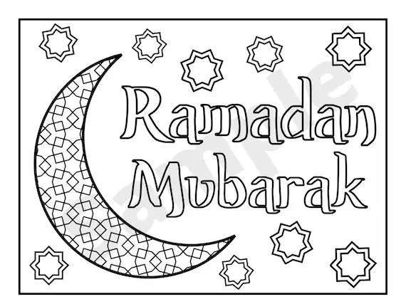 Contoh gambar mewarnai tema ramadhan