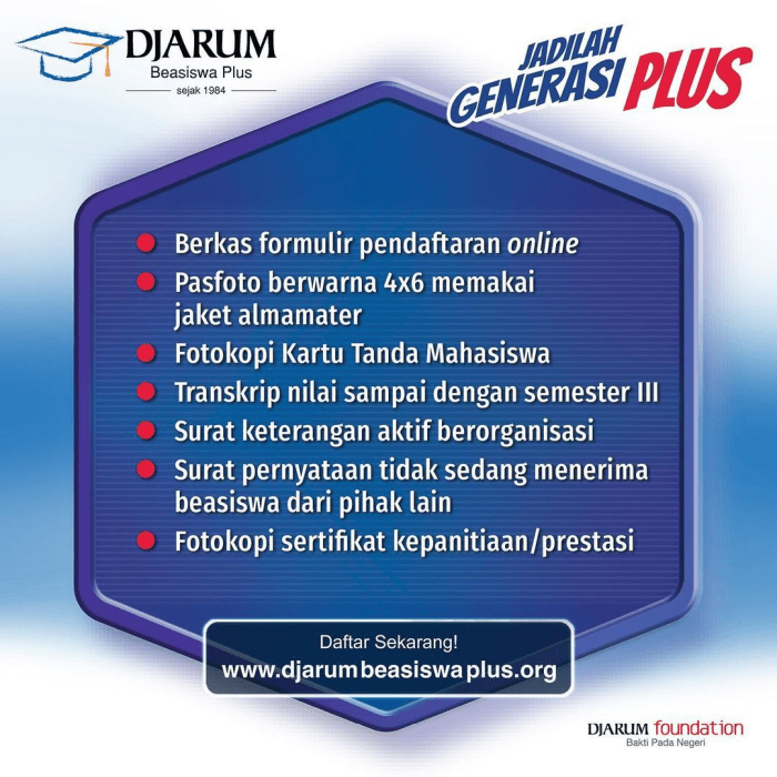 Beasiswa djarum untuk mahasiswa d4 dan s1