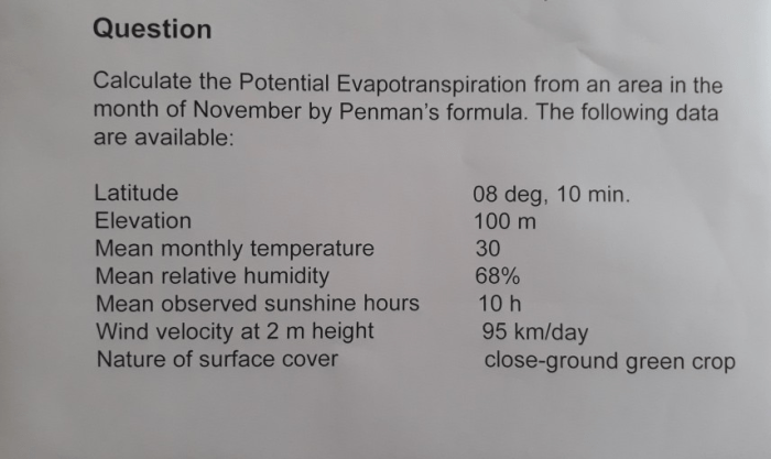 Cara menghitung evapotranspirasi potensial