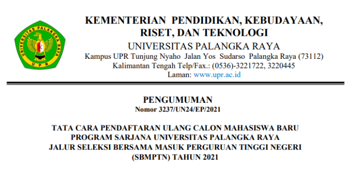 Universitas palangkaraya akreditasi