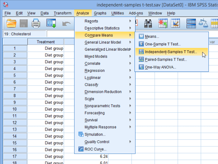 Cara mencari t hitung dan t tabel di spss