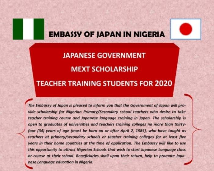 Mext scholarship government japanese teacherph program