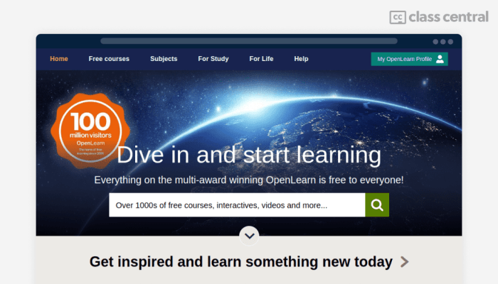 Openlearn university open homepage learning source