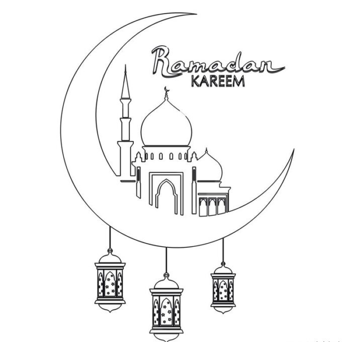 Contoh gambar mewarnai tema ramadhan