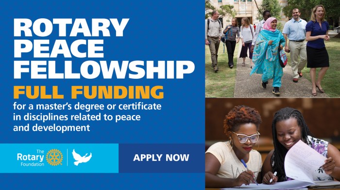 Rotary peace fellowship funded certificate 2023 2022 fully program professional development master