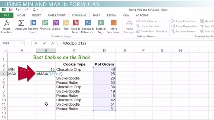 Cara menghitung nilai max dan min di excel