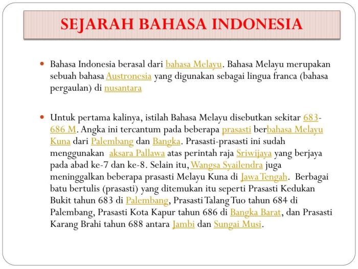 Peta konsep sejarah perkembangan bahasa indonesia