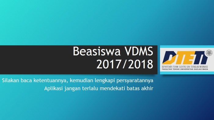 Beasiswa vdms 2017 2018 untuk mahasiswa d3 s1