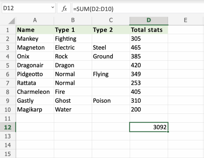 Totals calculating calculate