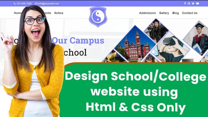 Contoh desain web menggunakan html dan css dengan tema kampus