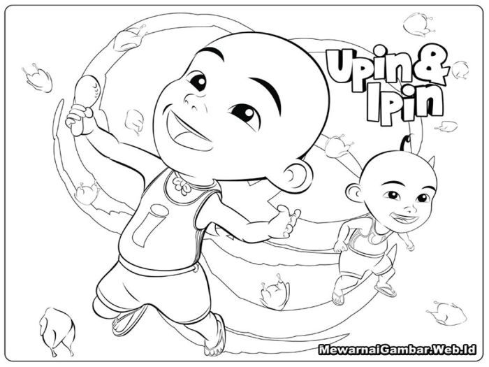 Contoh belajar mewarnai untuk anak tema upin ipin