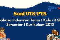 Contoh soal uas tema 3 kelas 1 sd semester 1